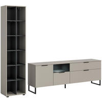 Wohnwand Noida Kaschmirgrau Nachbildung schwarz B/H/T: ca. 245x192x41 cm Noida - schwarz (245,00/192,00/41,00cm) - xonox.home