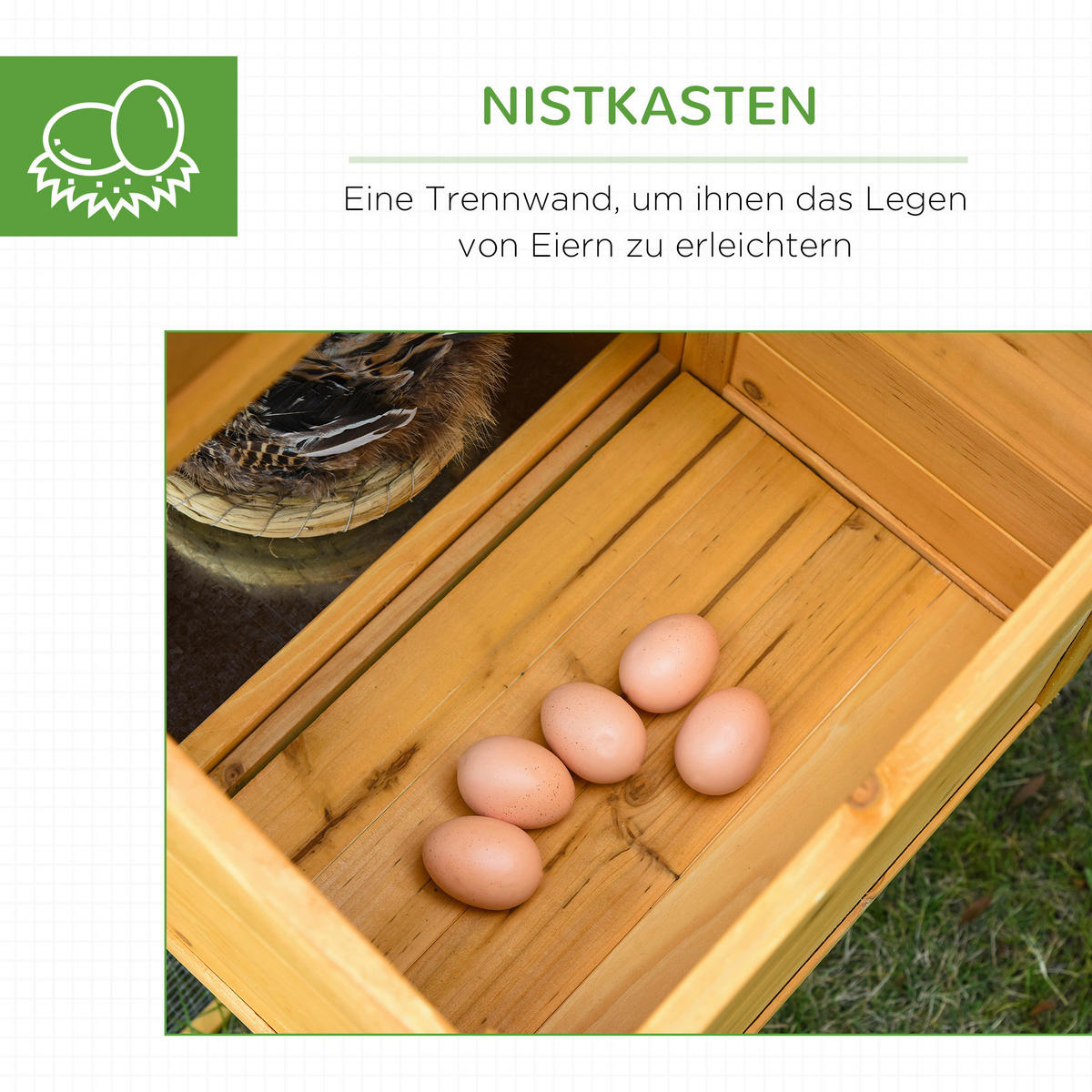 PawHut Stall grün Holz B/H/L: ca. 75x168x103 cm Hühnerstall - gelb/grün (103,00/75,00/168,00cm) - PawHut