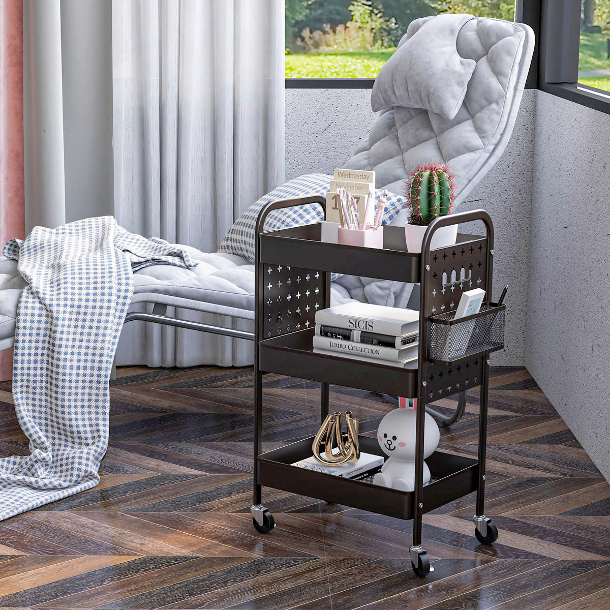 HOMCOM Küchenwagen schwarz Edelstahl B/H/L: ca. 30,5x53,5x75 cm Küchenwagen - schwarz (75,00/30,50/53,50cm) - HOMCOM