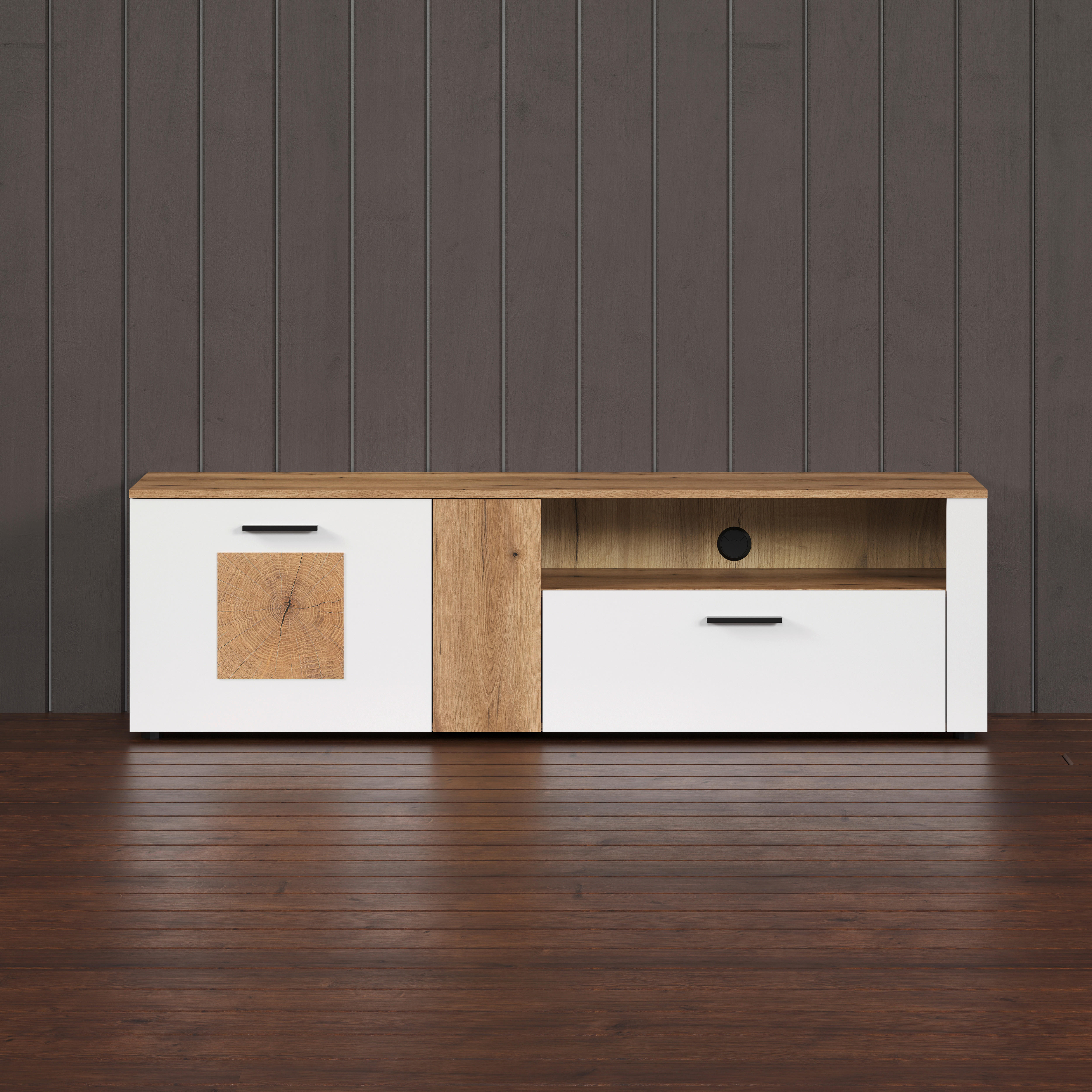 Lowboard Vitoria weiß Eiche Evoke Coast Nachbildung B/H/T: ca. 170x50x42 cm Vitoria - Eiche/weiß (170,00/50,00/42,00cm)