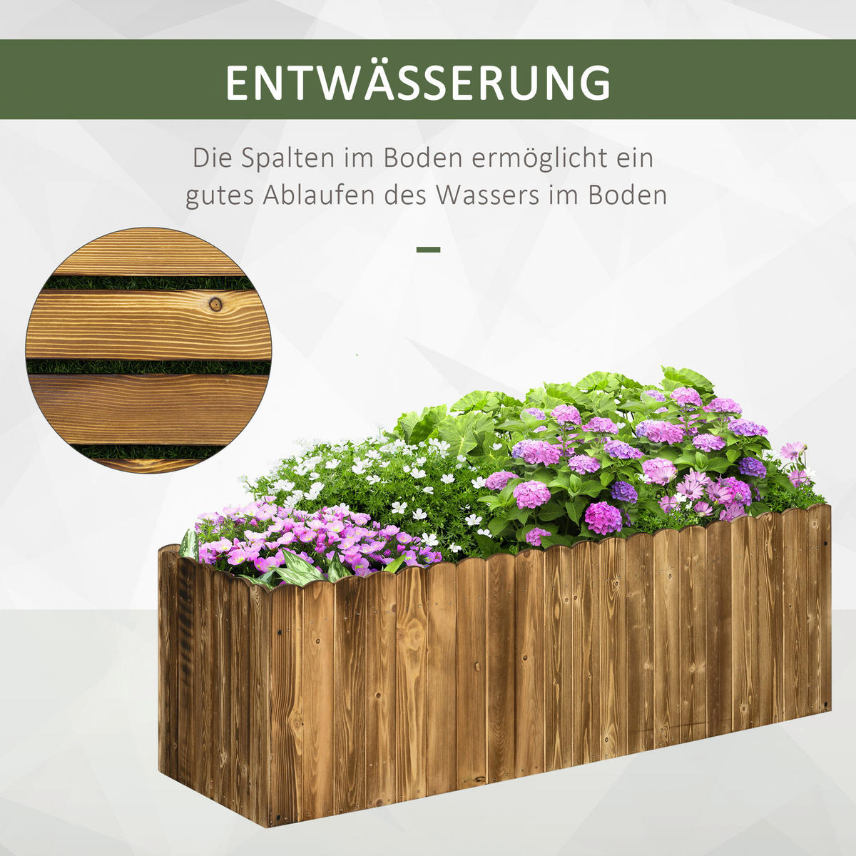 Outsunny Hochbeet mit Holzplatte natur Holz B/H/L: ca. 40x40x120 cm Hochbeet 845-108 - natur (120,00/40,00/40,00cm) - Outsunny