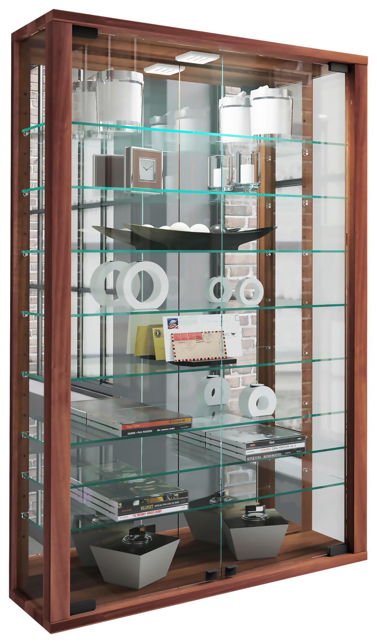 Vitrine Vitrosa nussbaum Nachbildung Holzwerkstoff Glas B/H/T: ca. 59x91x18 cm Vitrosa - nussbaum (59,00/91,00/18,00cm) - VCM Möbel