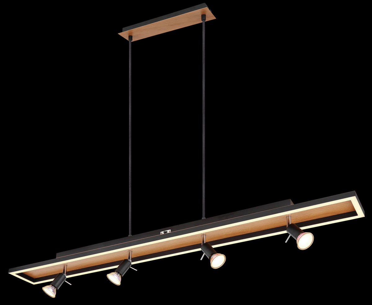 GLOBO Pendelleuchte 57034-4H Ida schwarz Opal Metall Kunststoff B/H/T: ca. 116x120x12 cm null 5 Brennstellen Ida - schwarz/Opal (116,00/120,00/12,00cm) - GLOBO