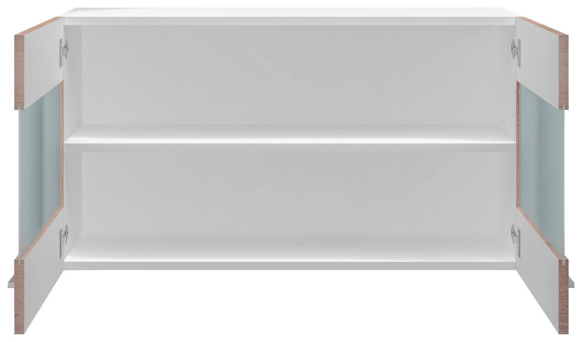 Glashängeschrank Samoa weiß Eiche Nachbildung B/H/T: ca. 100x54,8x32 cm Samoa - Eiche/weiß (100,00/54,80/32,00cm) - Flex-Well
