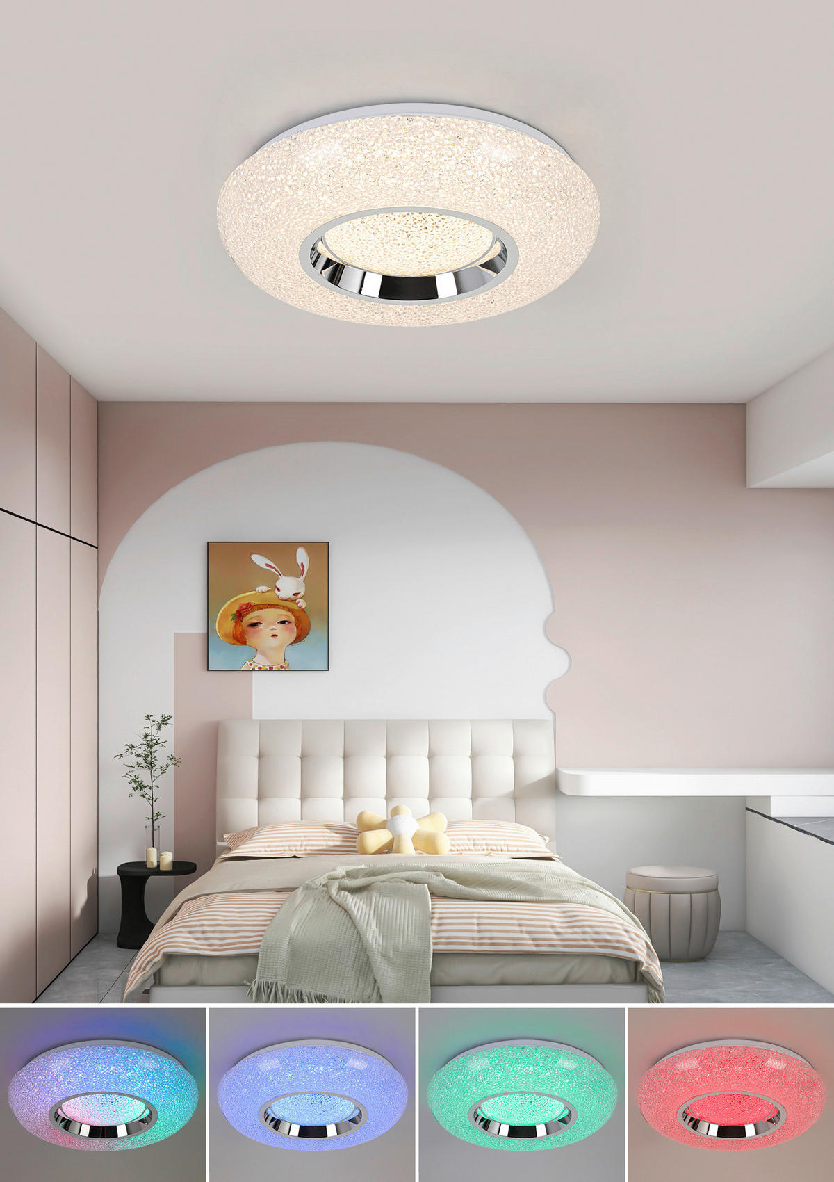 Nolo LED Deckenleuchte weiß Chrom Kunststoff Metall B/H/L: ca. 38x8x38 cm null 1 Brennstellen LED-Deckenleuchte_Andrea - weiß/Chrom (38,00/38,00/8,00cm) - Nolo