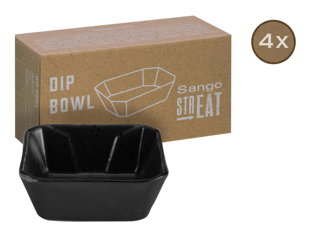 CreaTable Servierset Streat Dip Bowl schwarz Steinzeug Streat Dip Bowl - schwarz - CreaTable
