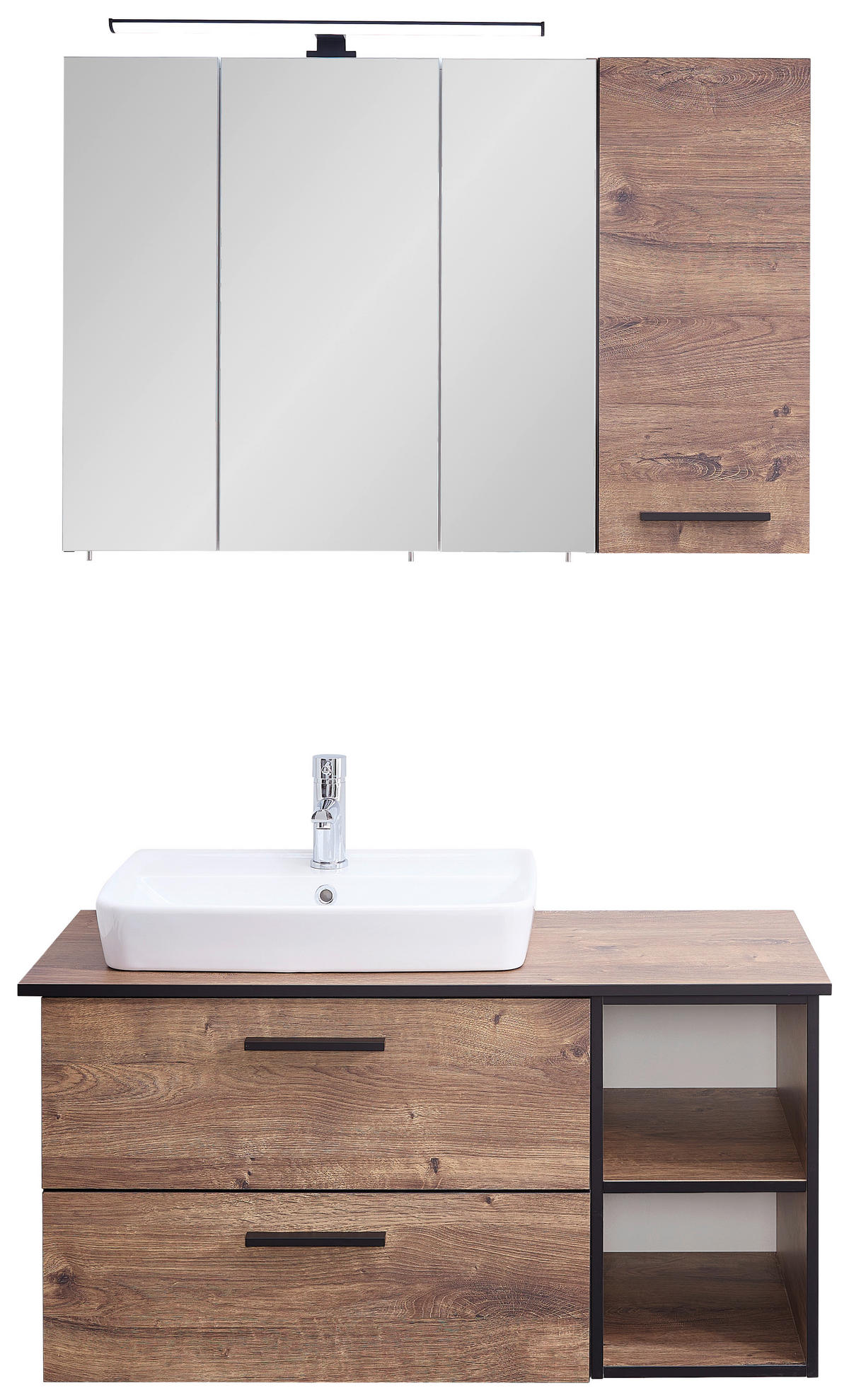 Badezimmer-Set Quickset 374 Eiche Ribeck Nachbildung B/H/T: ca. 105x200x44,5 cm Quickset 374 - Eiche (105,00/200,00/44,50cm) - Pelipal
