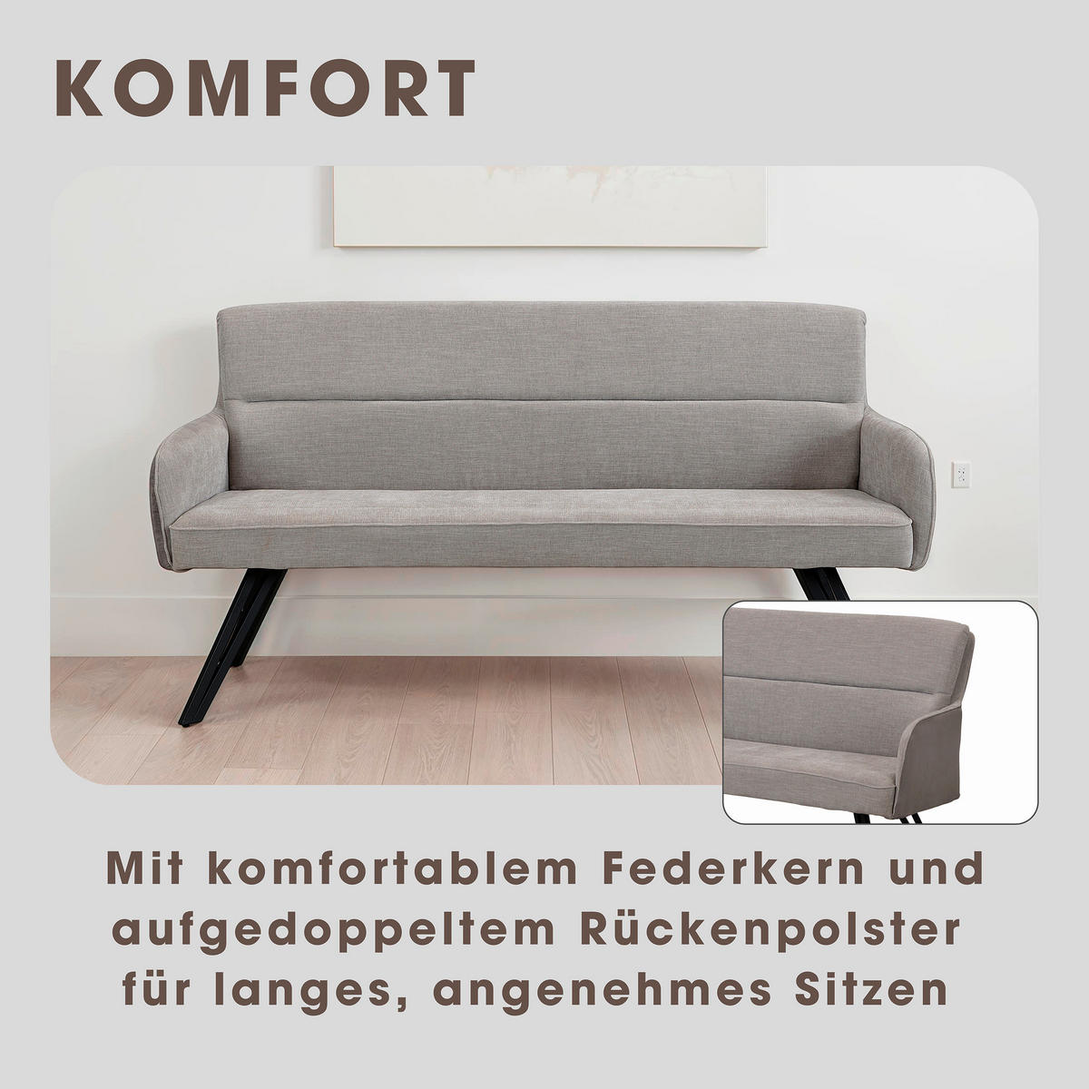 Sitzbank TINO schwarz grau Metall Microfaser B/H/T: ca. 160x94x67 cm TINO - schwarz/grau (160,00/94,00/67,00cm) - byLIVING