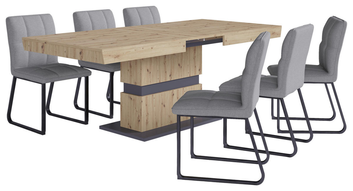 Stuhl TALEA  2er-Set hellgrau schwarz Webstoff Metall B/H/T: ca. 46x86x55 cm TALEA  2er-Set - hellgrau/schwarz (46,00/86,00/55,00cm) - byLIVING