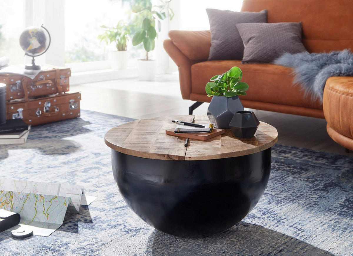 Couchtisch schwarz B/H/T: ca. 60x34x60 cm Couchtisch - schwarz (60,00/34,00/60,00cm) - Wohnling