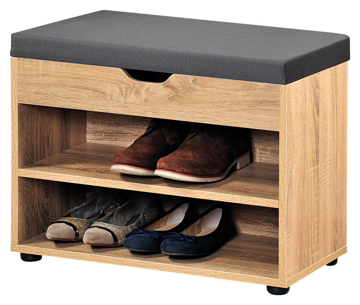 Kesper Schuhschrank mit Sitzkissen Eiche Spanplatte B/H/L: ca. 30x45x60 cm Schuhschrank_mit_Sitzkissen - Eiche/grau (60,00/30,00/45,00cm) - Kesper