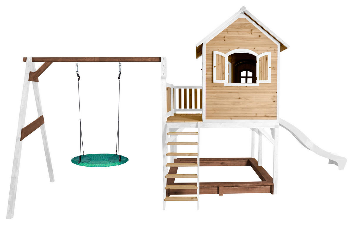 AXI Spielhaus Liam braun B/H/L: ca. 541x291x277 cm Liam - braun/weiß (277,00/541,00/291,00cm) - AXI