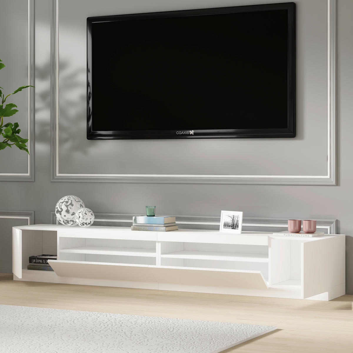 TV-Lowboard 9178 weiß B/H/T: ca. 240x40x37 cm 9178 - weiß (240,00/40,00/37,00cm) - moebel17