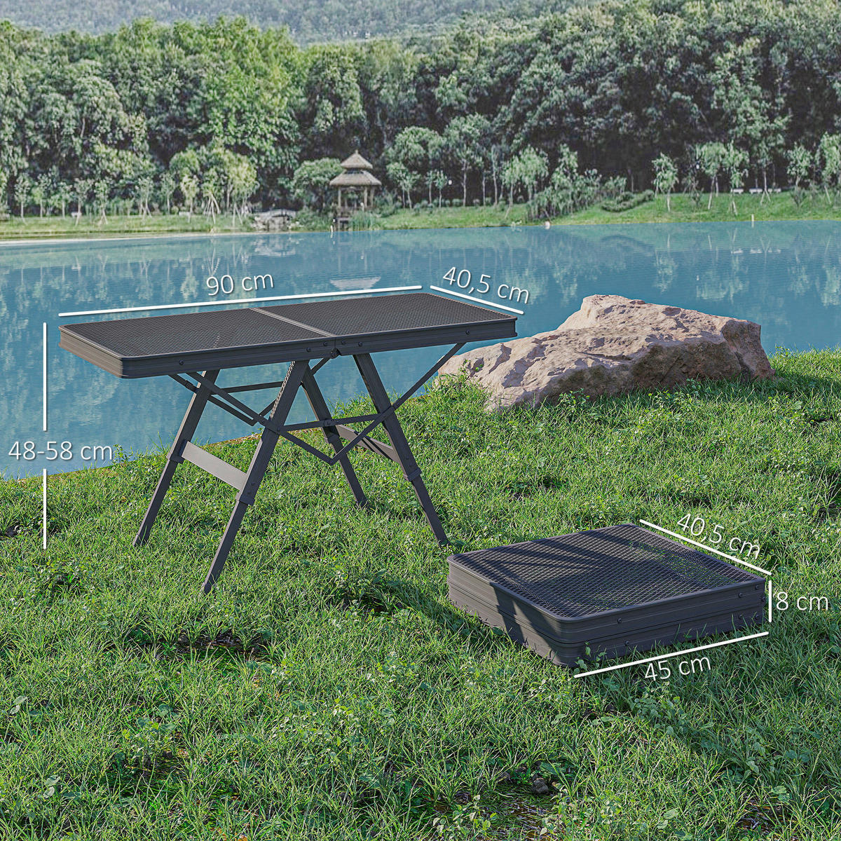 Outsunny Campingtisch schwarz Metall B/H/L: ca. 40,5x58x90 cm Campingtisch - schwarz (90,00/40,50/58,00cm) - Outsunny