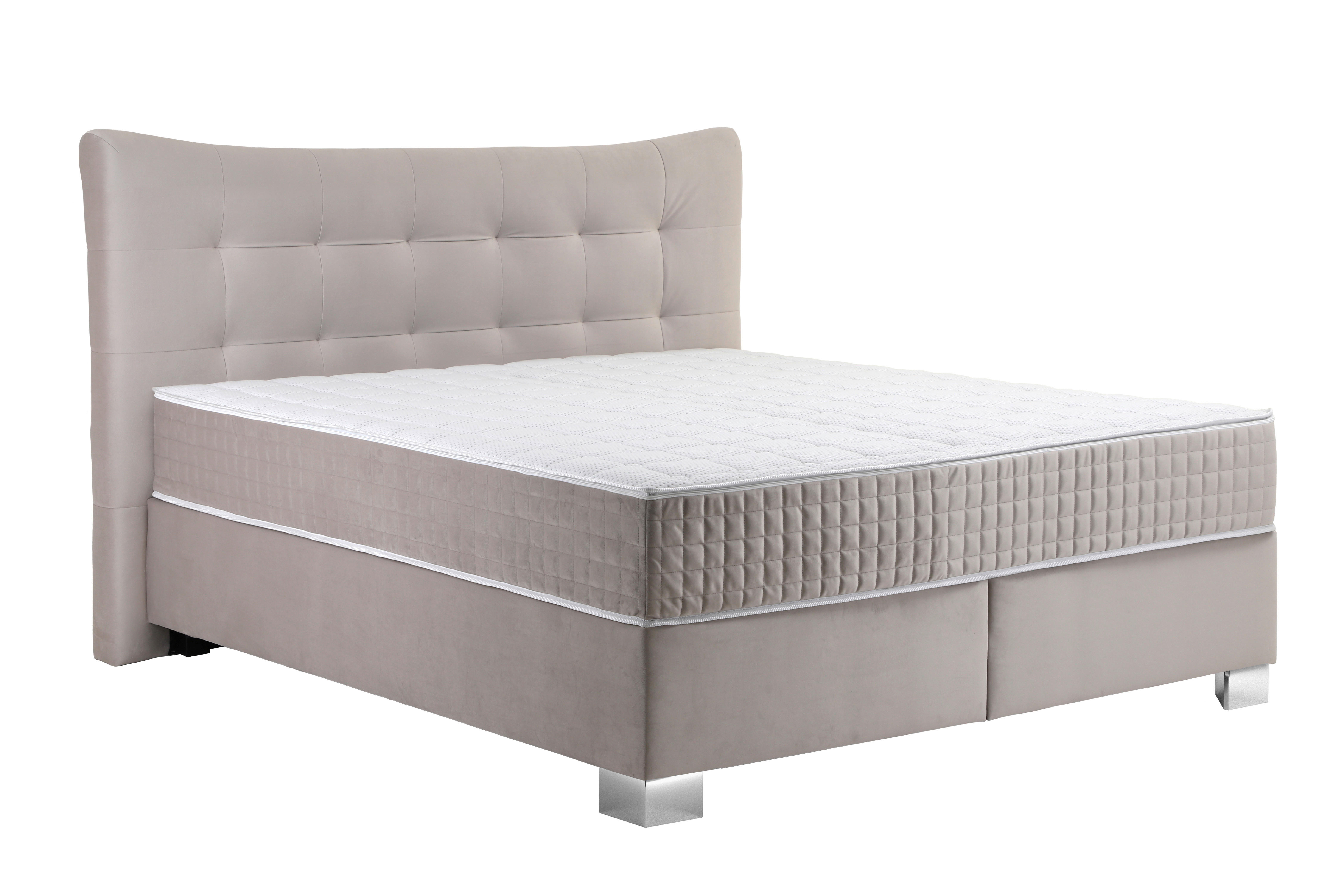 Boxspringbett Domino creme Liegefläche B/L: ca. 180x200 cm Domino - creme/Chrom (198,00/128,00/212,00cm)