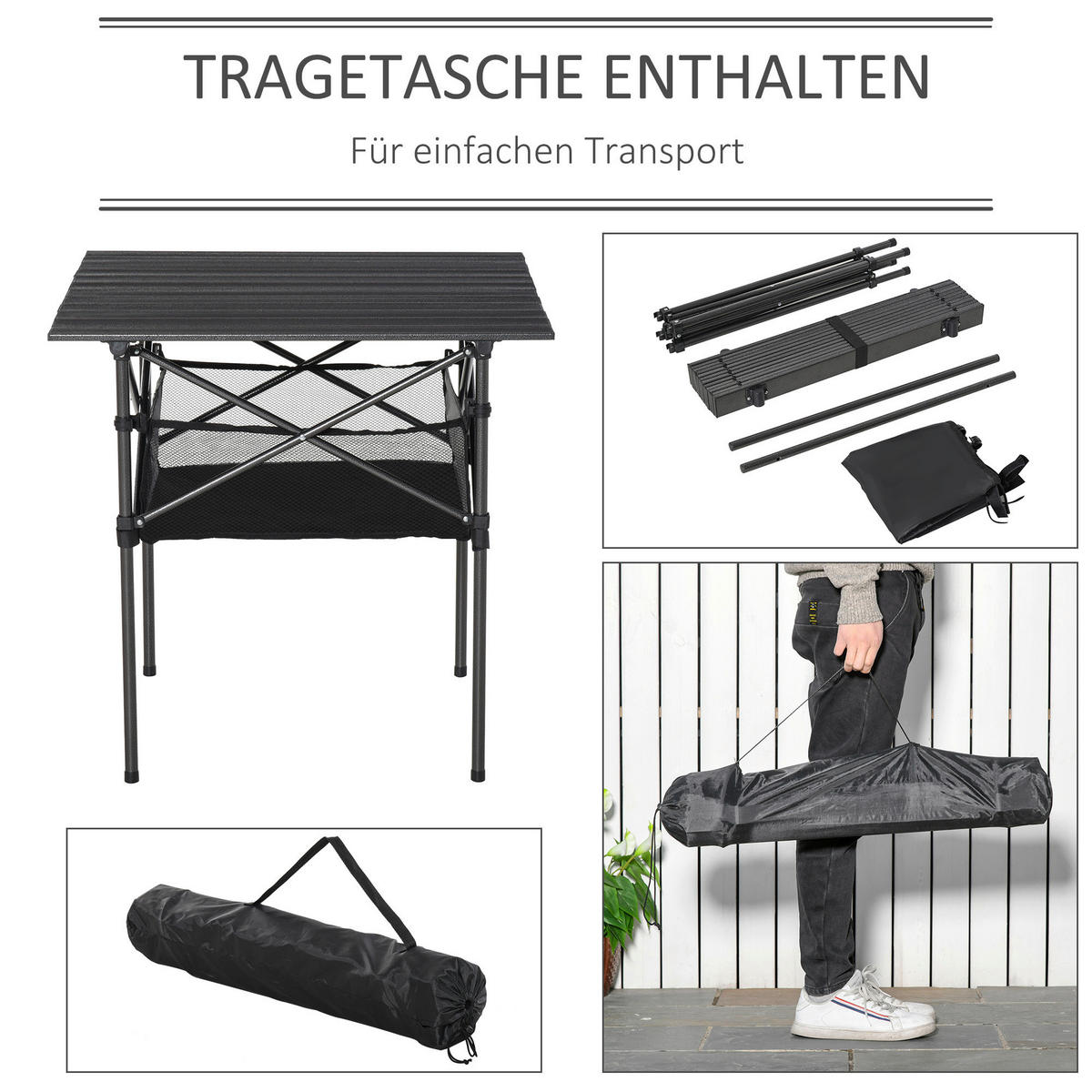Outsunny Campingartikel B/H/L: ca. 70x70x69 cm Campingtisch - grau (69,00/70,00/70,00cm) - Outsunny