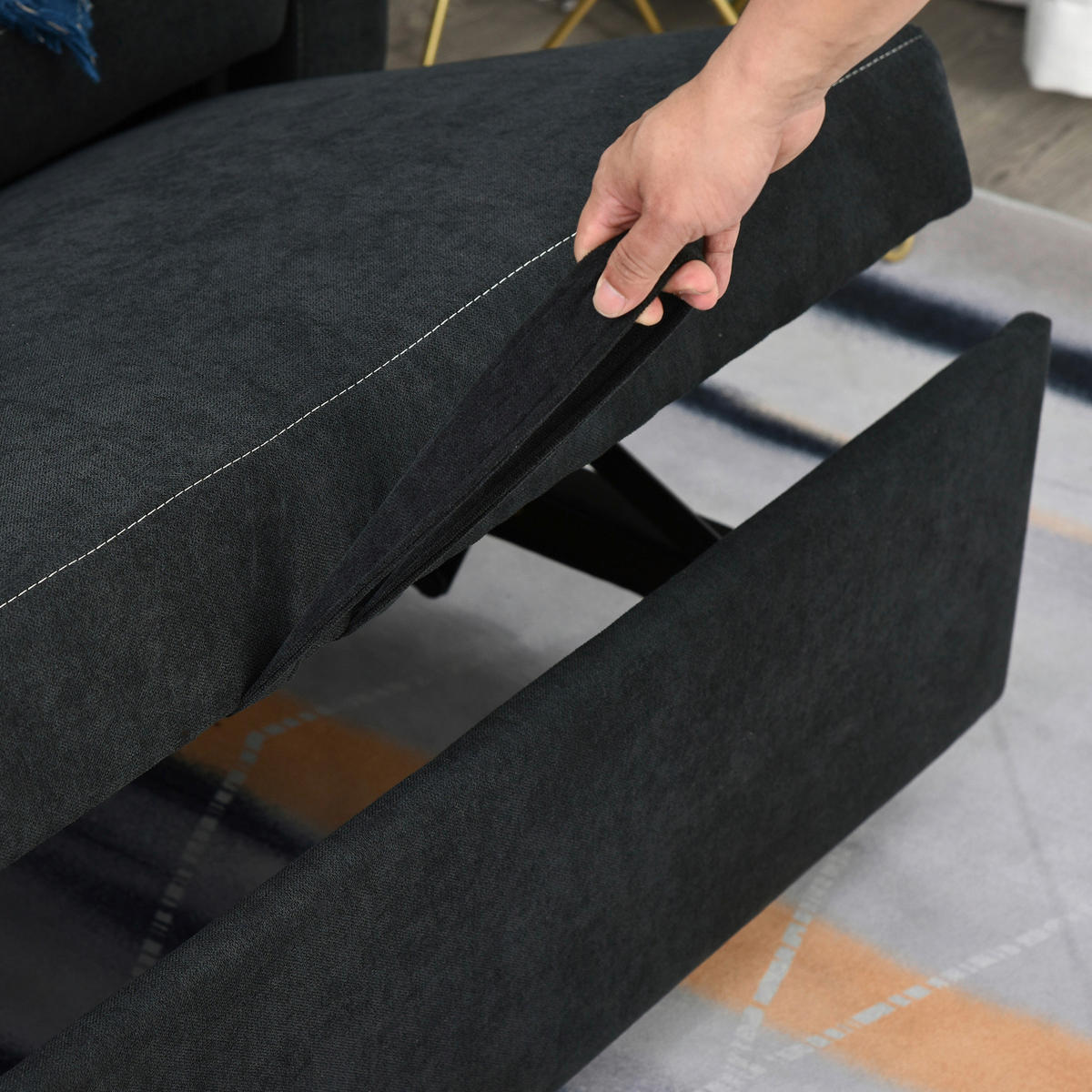Schlafsofa 833-834 schwarz B/H/T: ca. 148x89x82 cm 833-834 - schwarz (148,00/89,00/82,00cm) - HOMCOM