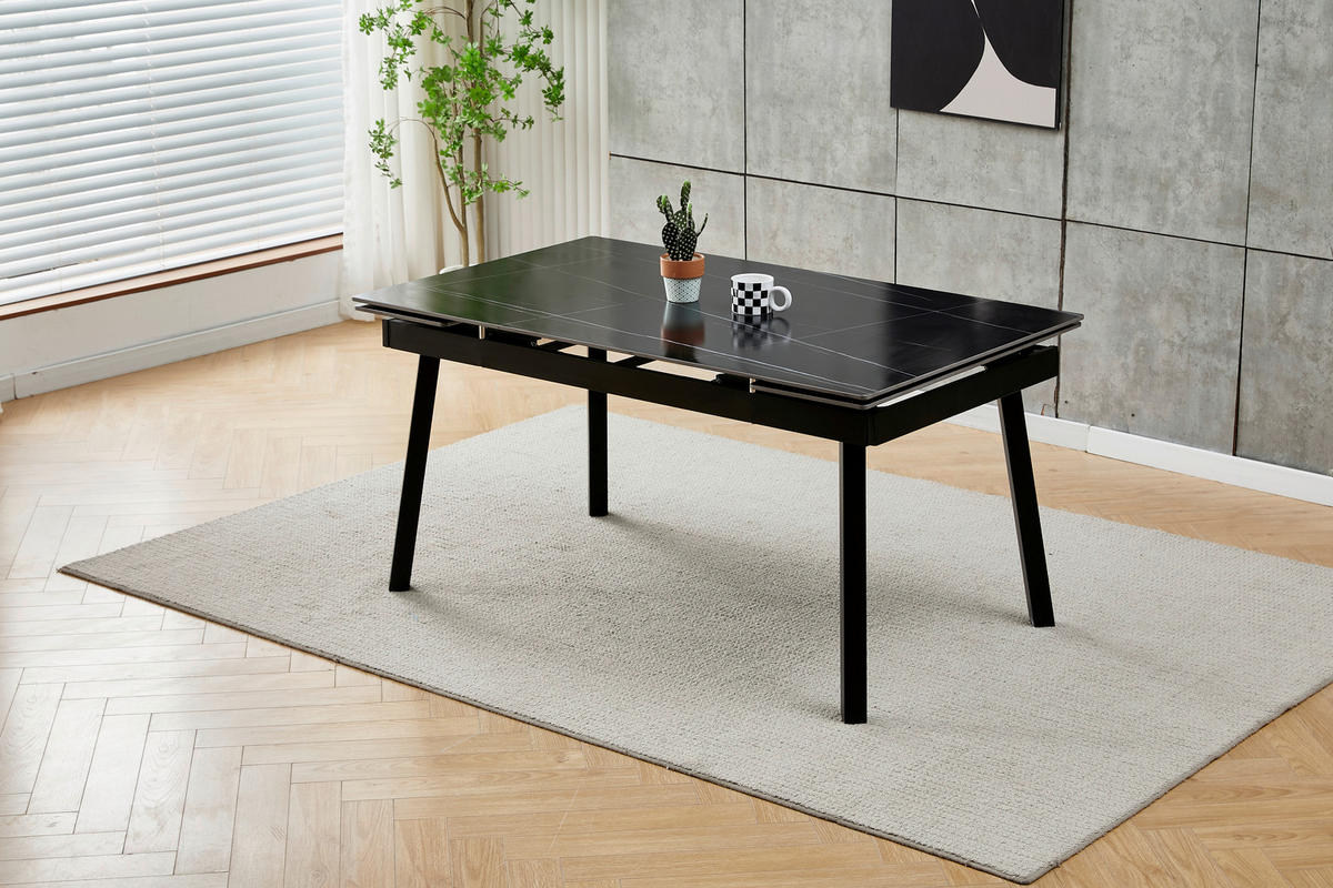 Esstisch Bilbao anthrazit Keramik Optik B/H/T: ca. 150x75x90 cm Bilbao - schwarz/anthrazit (150,00/75,00/90,00cm)