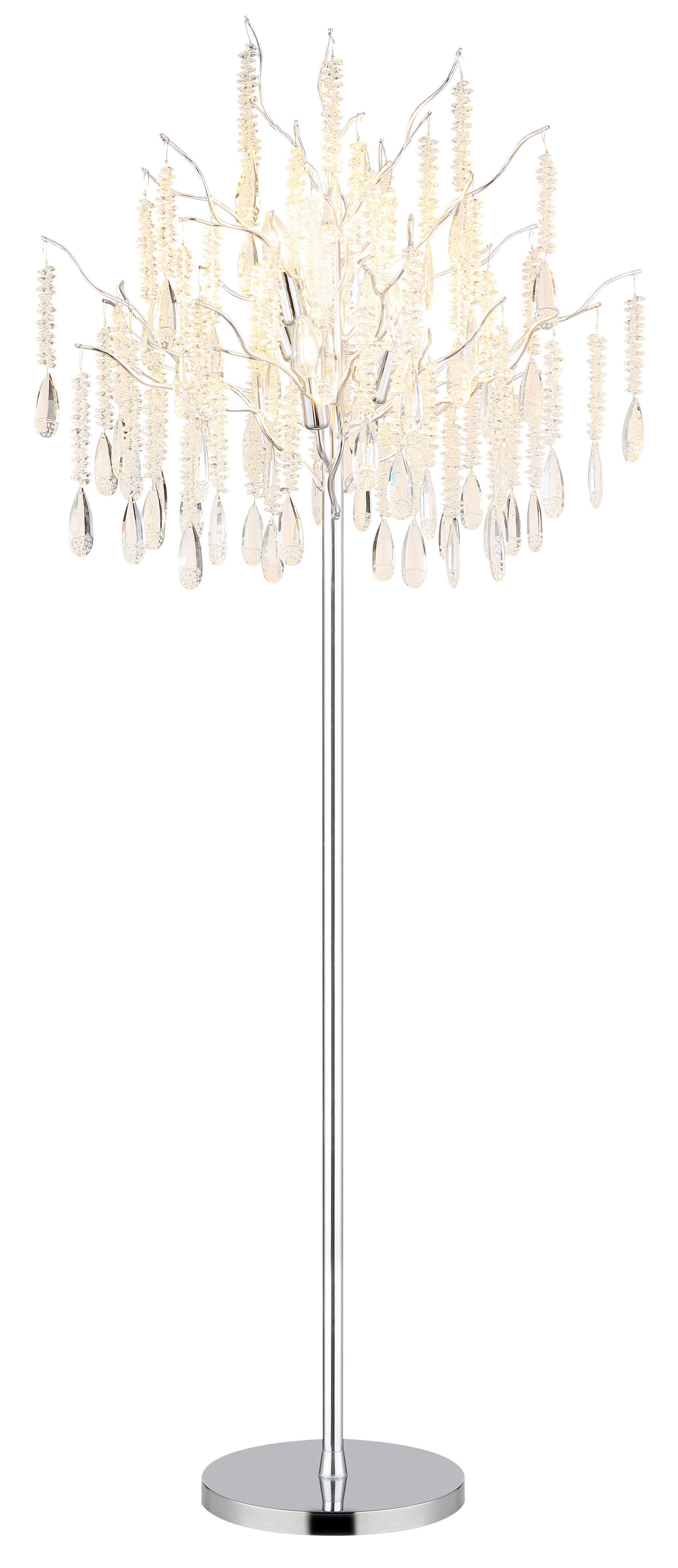 GLOBO Stehleuchte klar silber Glas Metall H/D: ca. 165x55 cm E14 5 Brennstellen Kinga - klar/silber (55,00/165,00cm) - GLOBO