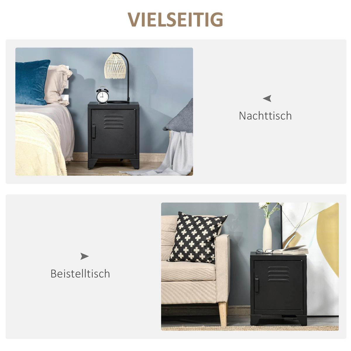 Nachtkonsole 831-429BK schwarz B/H/T: ca. 40x50x40 cm 831-429BK - schwarz (40,00/50,00/40,00cm) - HOMCOM