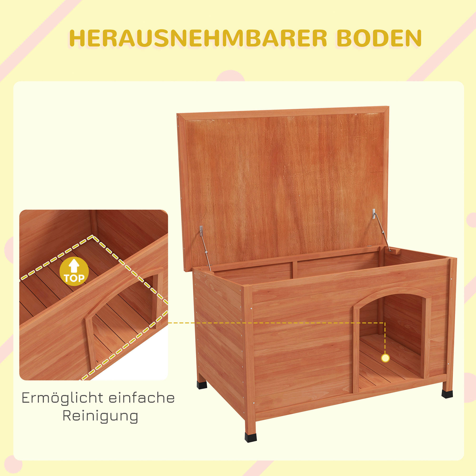 PawHut Hundehütte orange Holz B/H/L: ca. 65,5x68x100 cm Hundehütte - orange (100,00/65,50/68,00cm) - PawHut