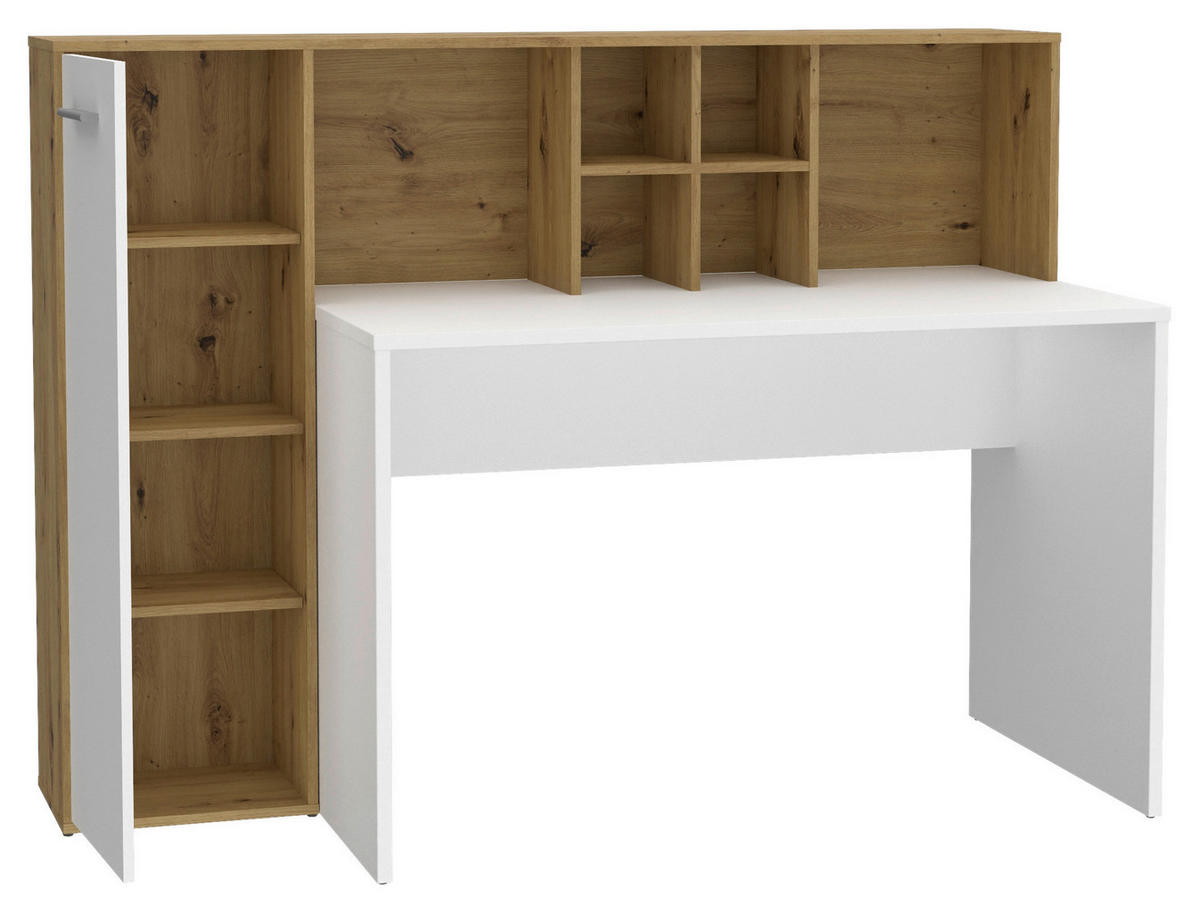 Schreibtisch  weiß Eiche Artisan Nachbildung B/H/T: ca. 158x116x66 cm Eriadu_Schreibtisch - Eiche/weiß (158,00/116,00/66,00cm)