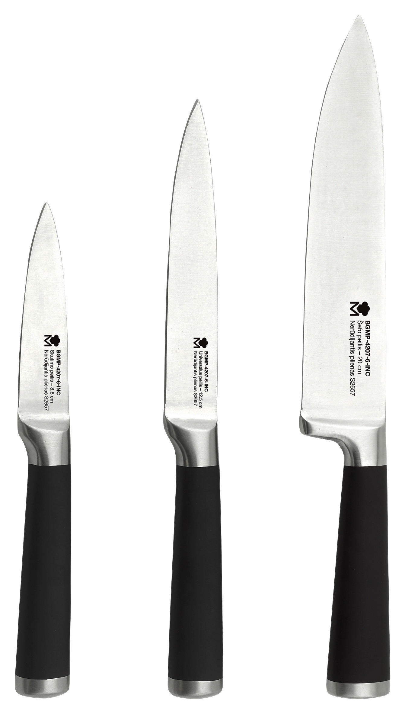 MASTERPRO Messerset FOODIES COLLECTION schwarz Edelstahl 3 tlg. FOODIES COLLECTION - schwarz - MASTERPRO