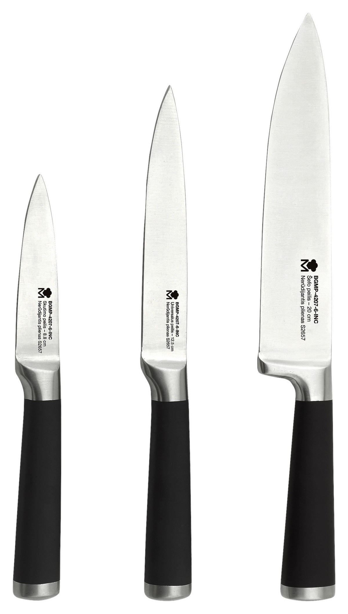 MASTERPRO Messerset FOODIES COLLECTION schwarz Edelstahl 3 tlg. FOODIES COLLECTION - schwarz - MASTERPRO