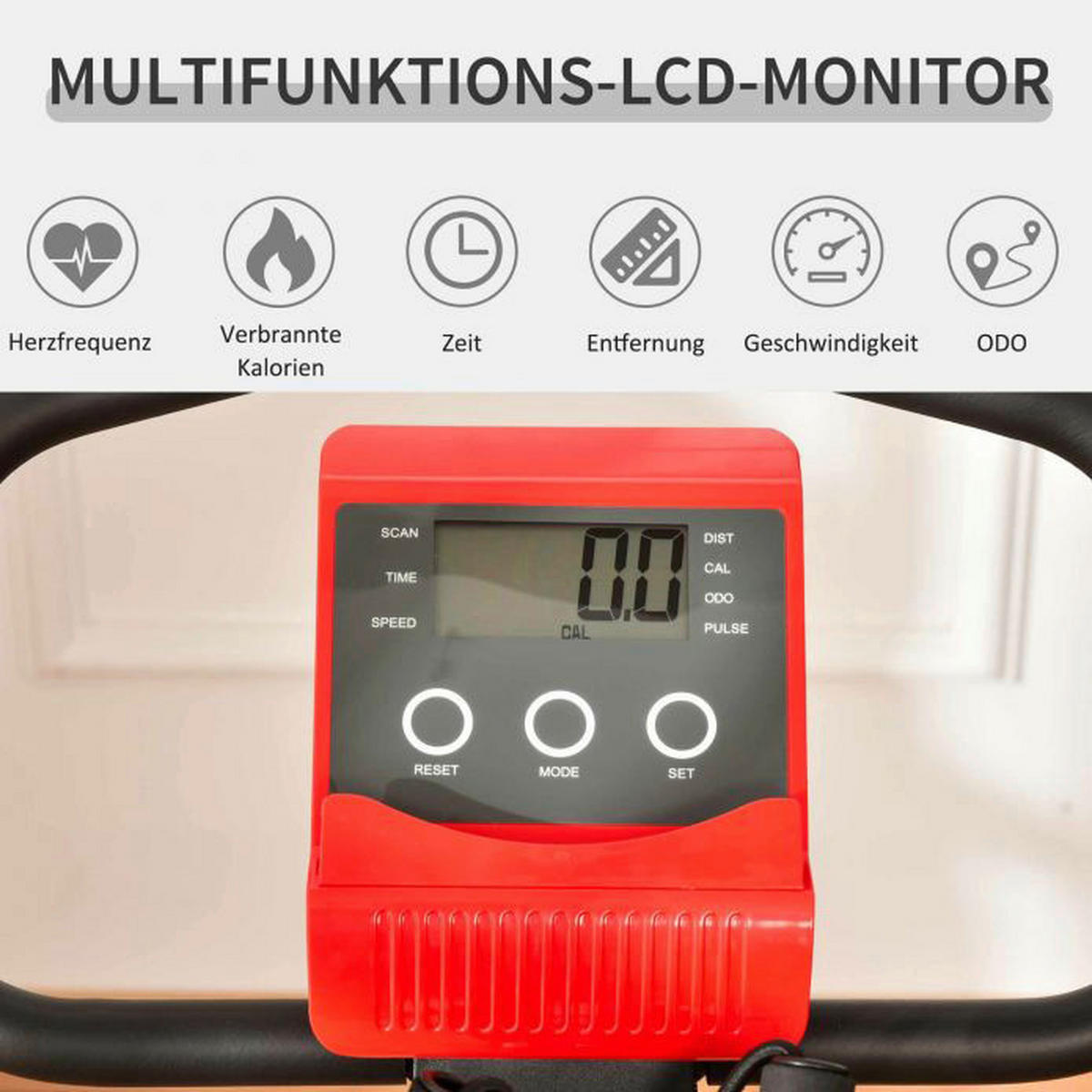 HOMCOM Fahrradtrainer schwarz Stahl B/H/L: ca. 51x115x97 cm Fahrradtrainer - rot/schwarz (97,00/51,00/115,00cm) - HOMCOM