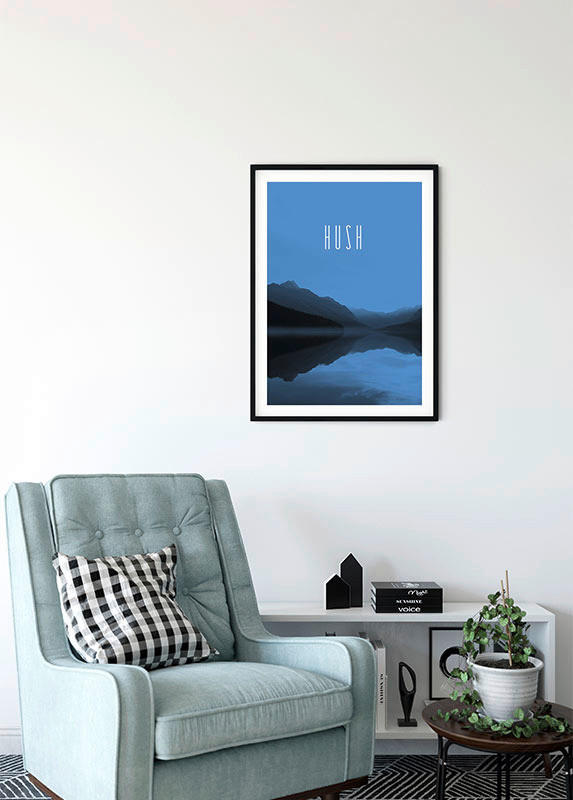 Komar Poster Word Lake Hush Blue Natur B/L: ca. 30x40 cm günstig online kaufen