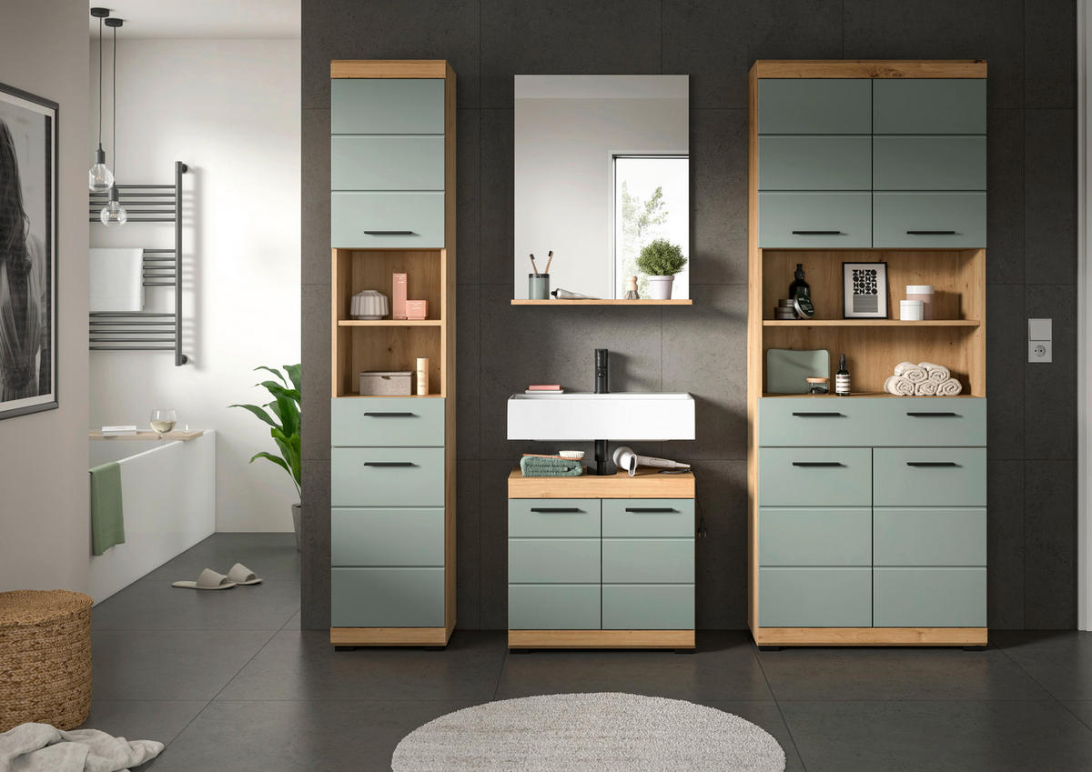 Badezimmer-Set Scout Eiche Artisan Nachbildung salbei Nachbildung B/H/T: ca. 186x191x34 cm Scout - Eiche/salbei (186,00/191,00/34,00cm) - xonox.home