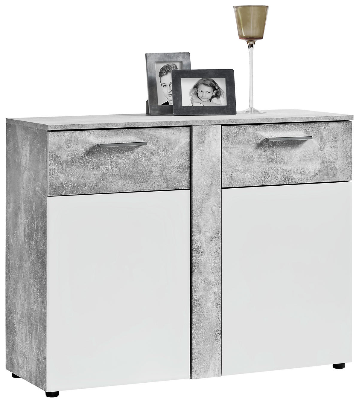 Kommode Trentino Beton Optik weiß B/H/T: ca. 100x81x40 cm Trentino - weiß (100,00/81,00/40,00cm)