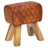 Wohnling Sitzbank braun natur Leder Echtholz B/H/T: ca. 40x40x27 cm Sitzbank - braun/natur (40,00/40,00/27,00cm) - Wohnling
