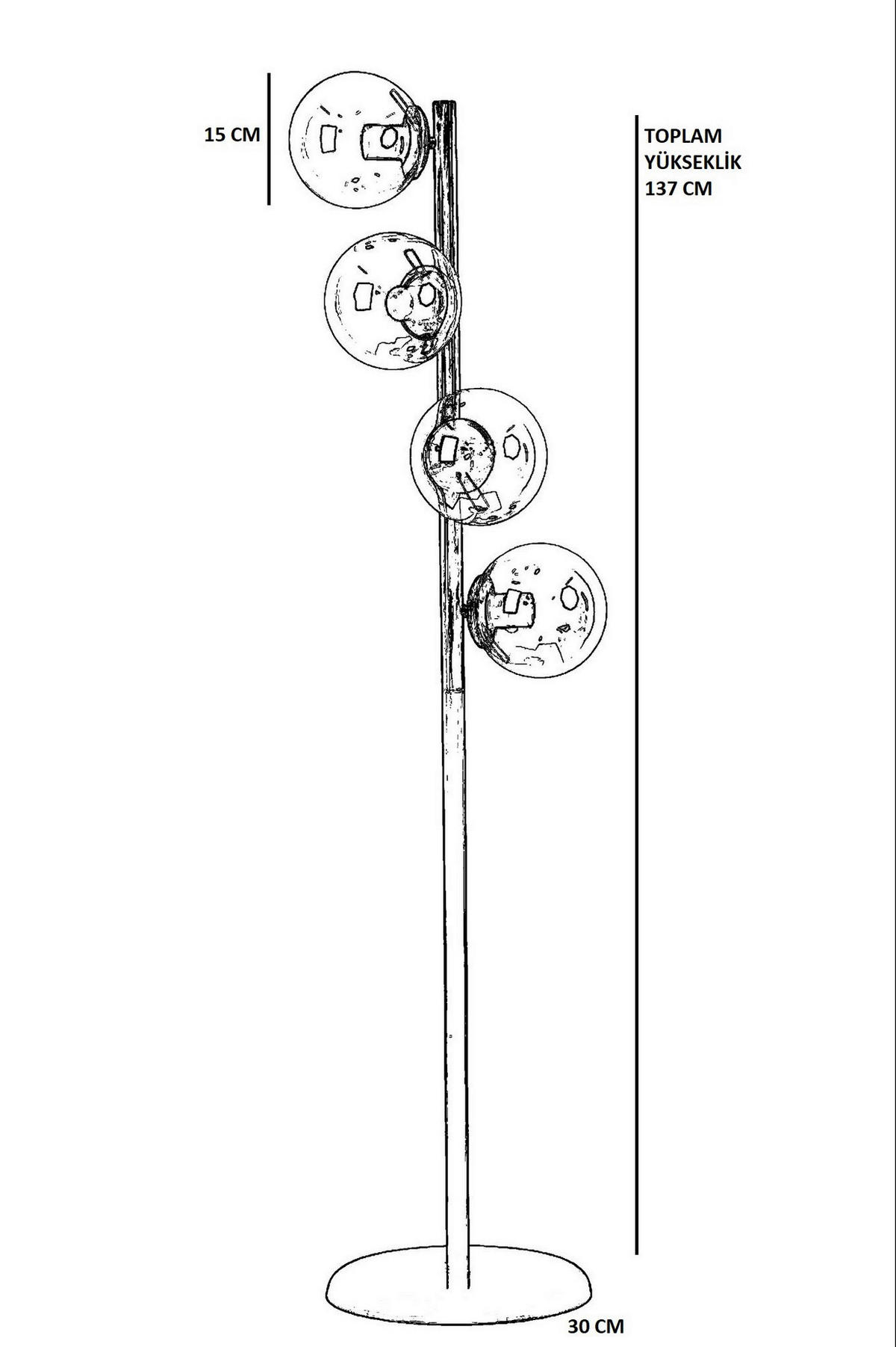 Opviq Stehleuchte gold Metall Glas B/H/L: ca. 30x137x30 cm E27 4 Brennstellen Stehleuchte_8728-2 - gold (30,00/30,00/137,00cm) - Opviq