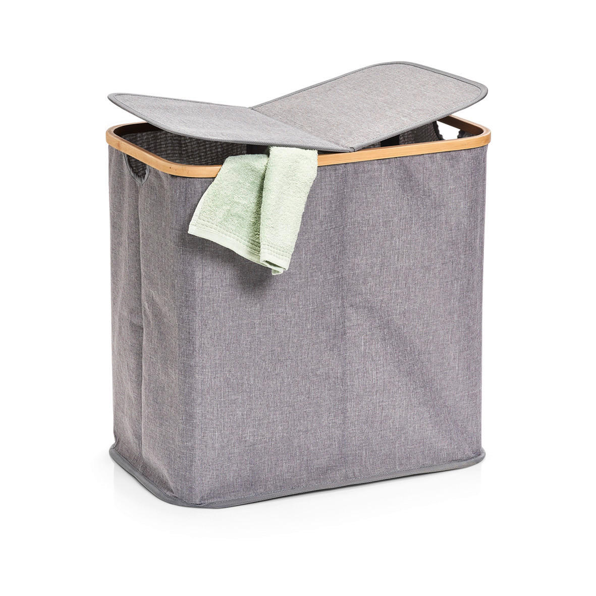 Zeller Wäschesammler 2-fach grau Polyester B/H/L: ca. 33,5x50,5x53,5 cm Wäschesammler_2fach - grau (53,50/33,50/50,50cm) - Zeller