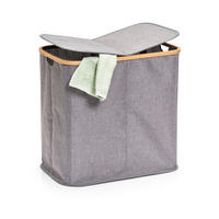Zeller Wäschesammler 2-fach grau Polyester B/H/L: ca. 33,5x50,5x53,5 cm Wäschesammler_2fach - grau (53,50/33,50/50,50cm) - Zeller