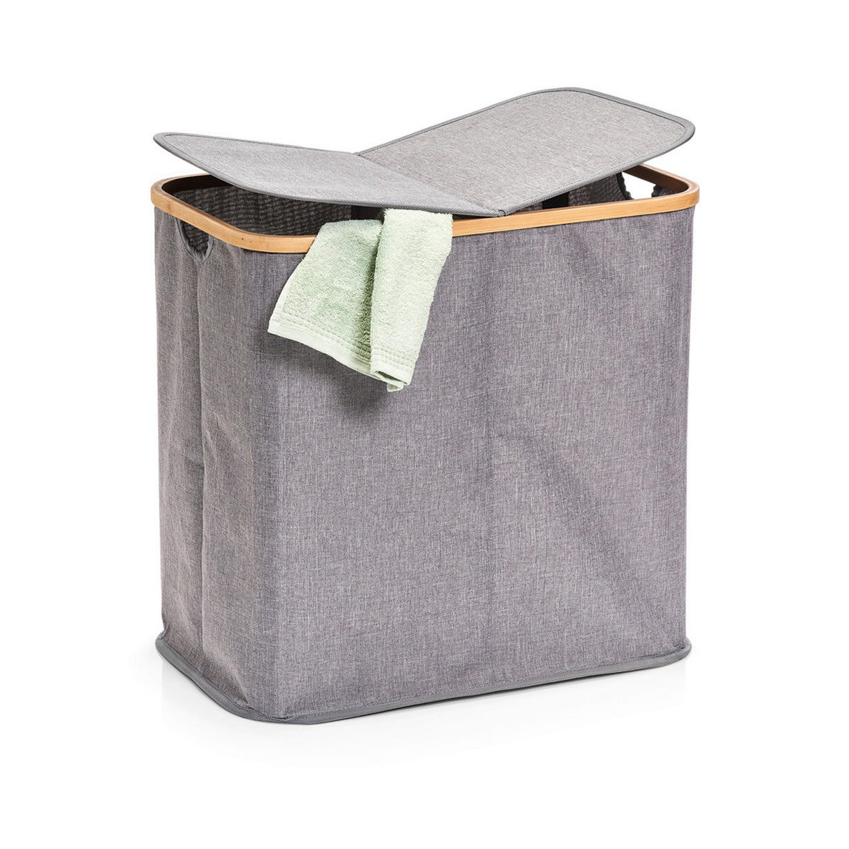 Zeller Wäschesammler 2-fach grau Polyester B/H/L: ca. 33,5x50,5x53,5 cm Wäschesammler_2fach - grau (53,50/33,50/50,50cm) - Zeller