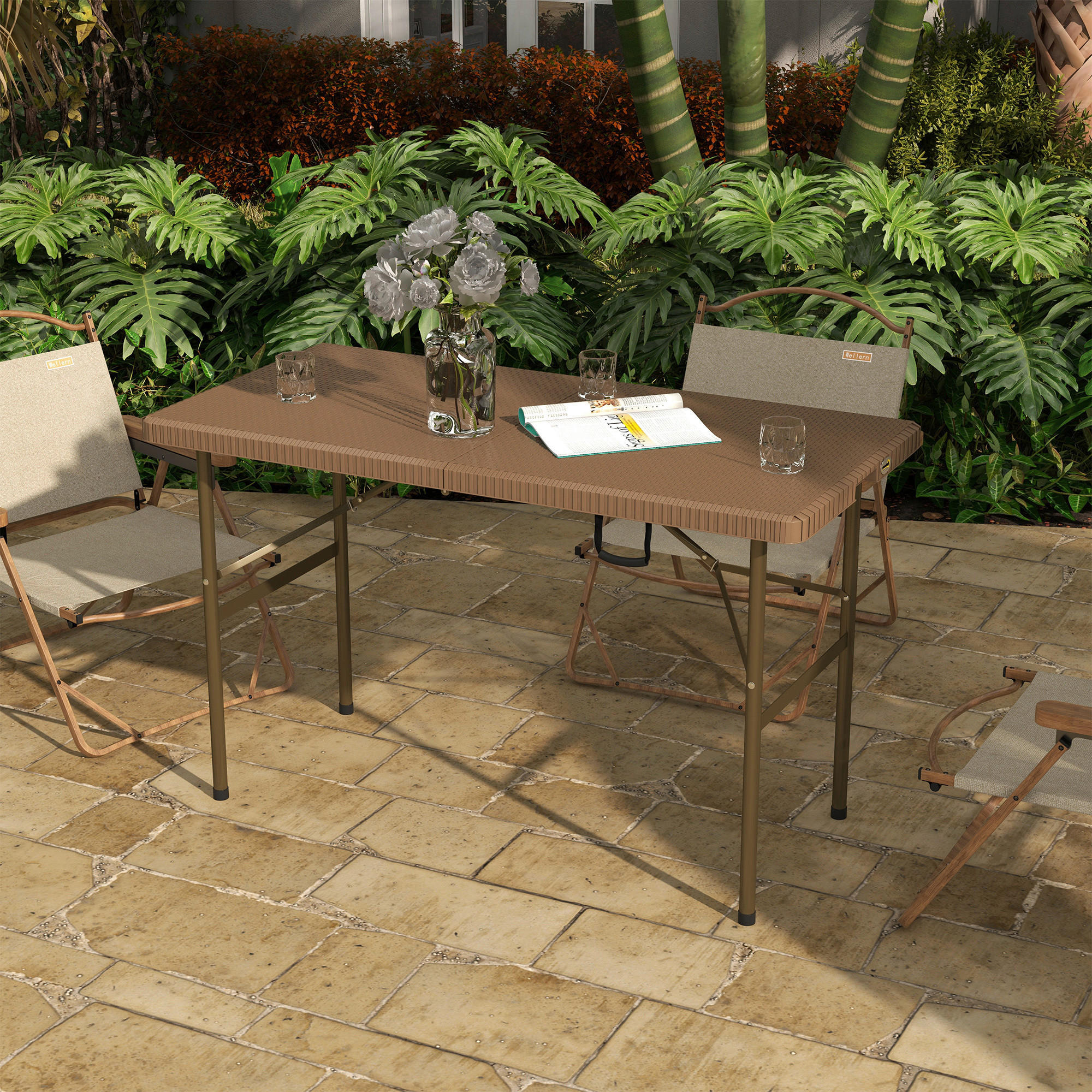 Outsunny Campingtisch B/H/L: ca. 60x73x122 cm Campingtisch - braun (122,00/60,00/73,00cm) - Outsunny