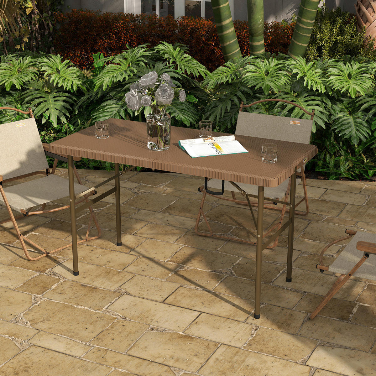 Outsunny Campingtisch B/H/L: ca. 60x73x122 cm Campingtisch - braun (122,00/60,00/73,00cm) - Outsunny