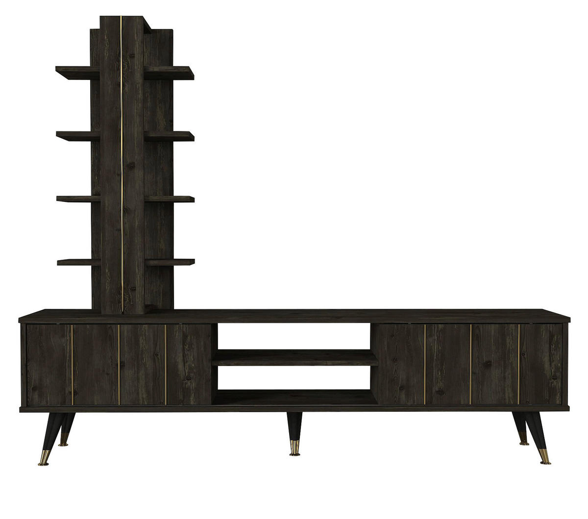 Wohnwand Nero Rebab braun dunkelgrau B/H/T: ca. 180x50x35 cm Nero - dunkelgrau/Rebab braun (180,00/50,00/35,00cm) - moebel17