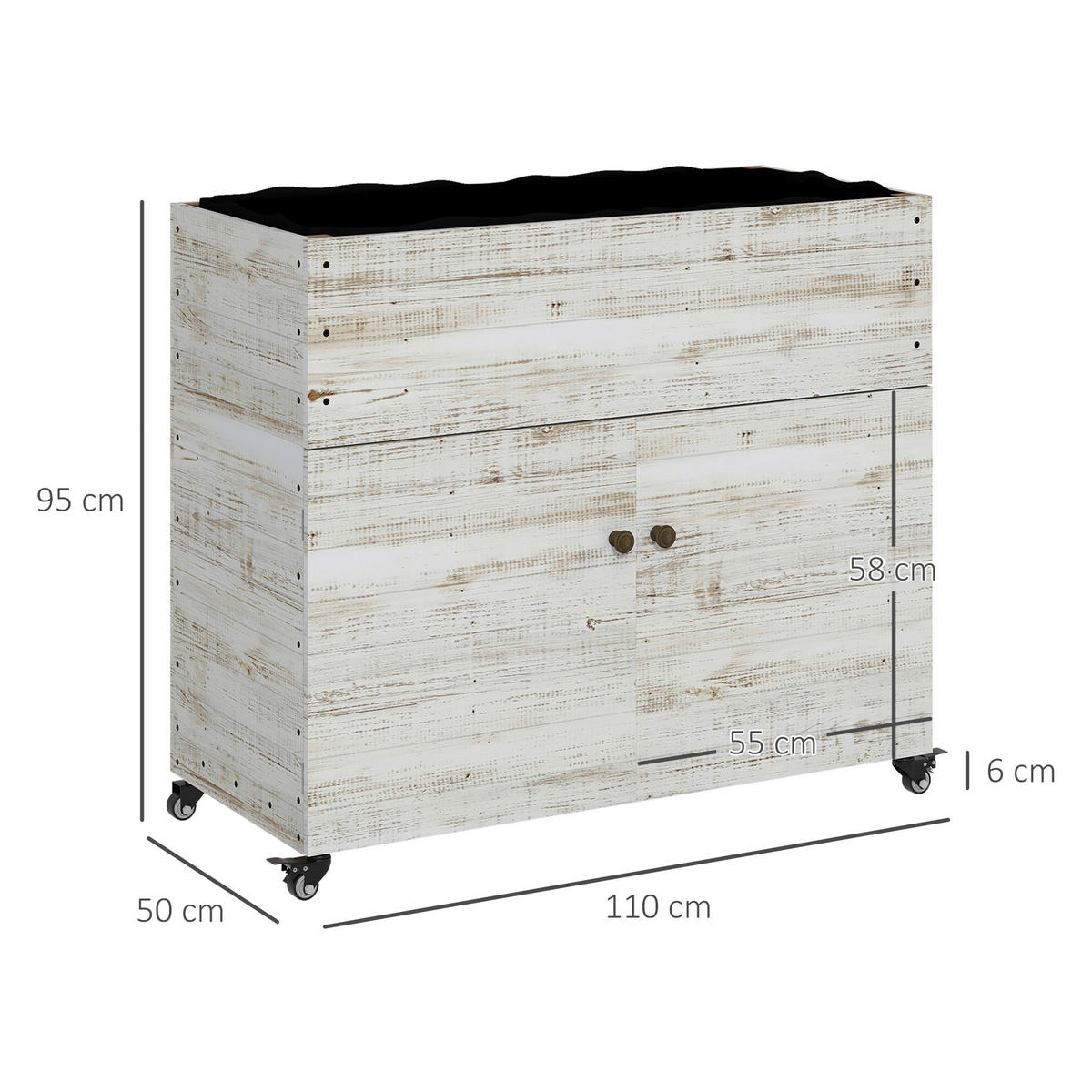 Outsunny Hochbeet weiß Holz B/H/L: ca. 50x110x95 cm Hochbeet - weiß (95,00/50,00/110,00cm) - Outsunny