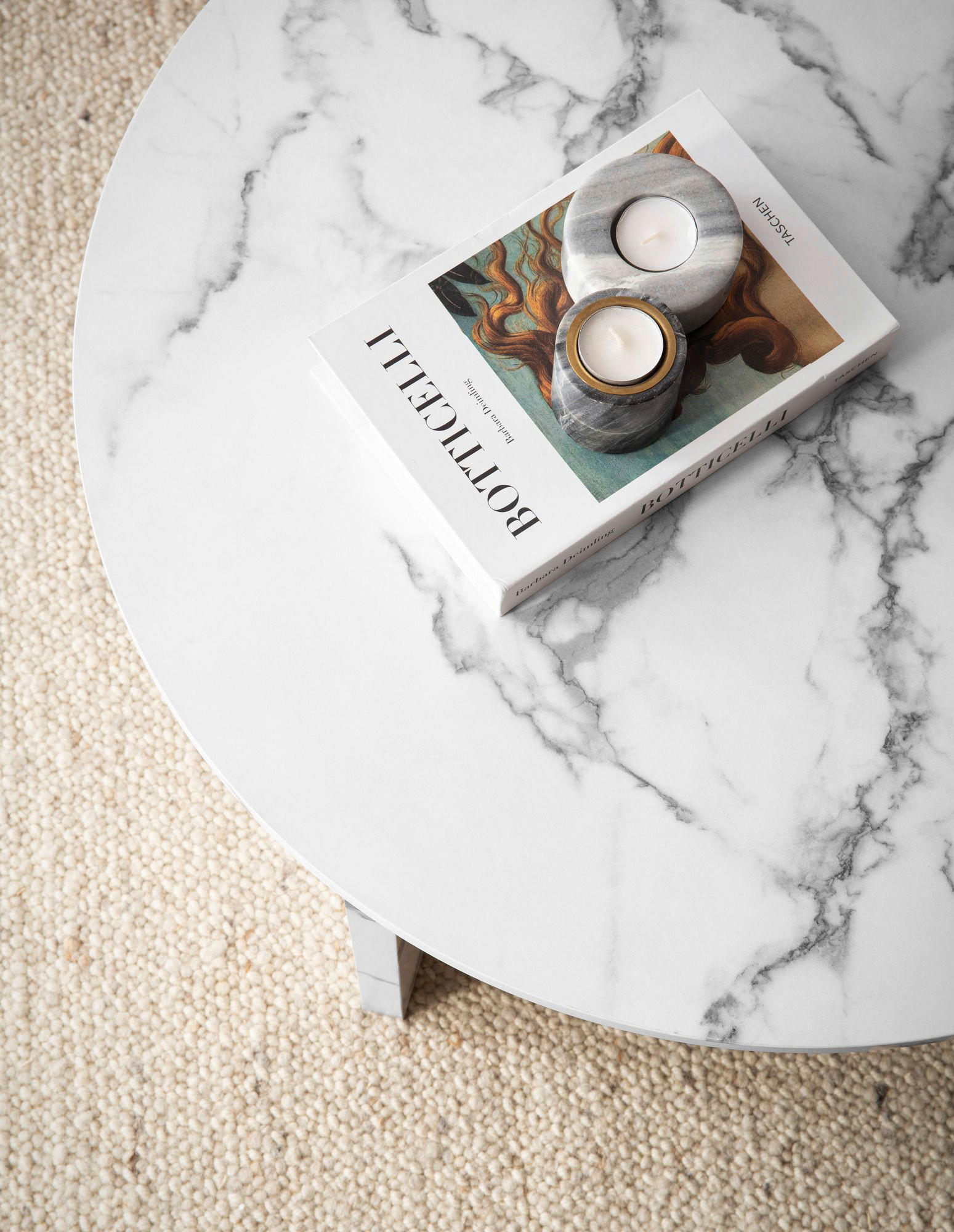 Thumbnail - Couchtisch weiß Marmor Optik B/H/T: ca. 70x33x70 cm