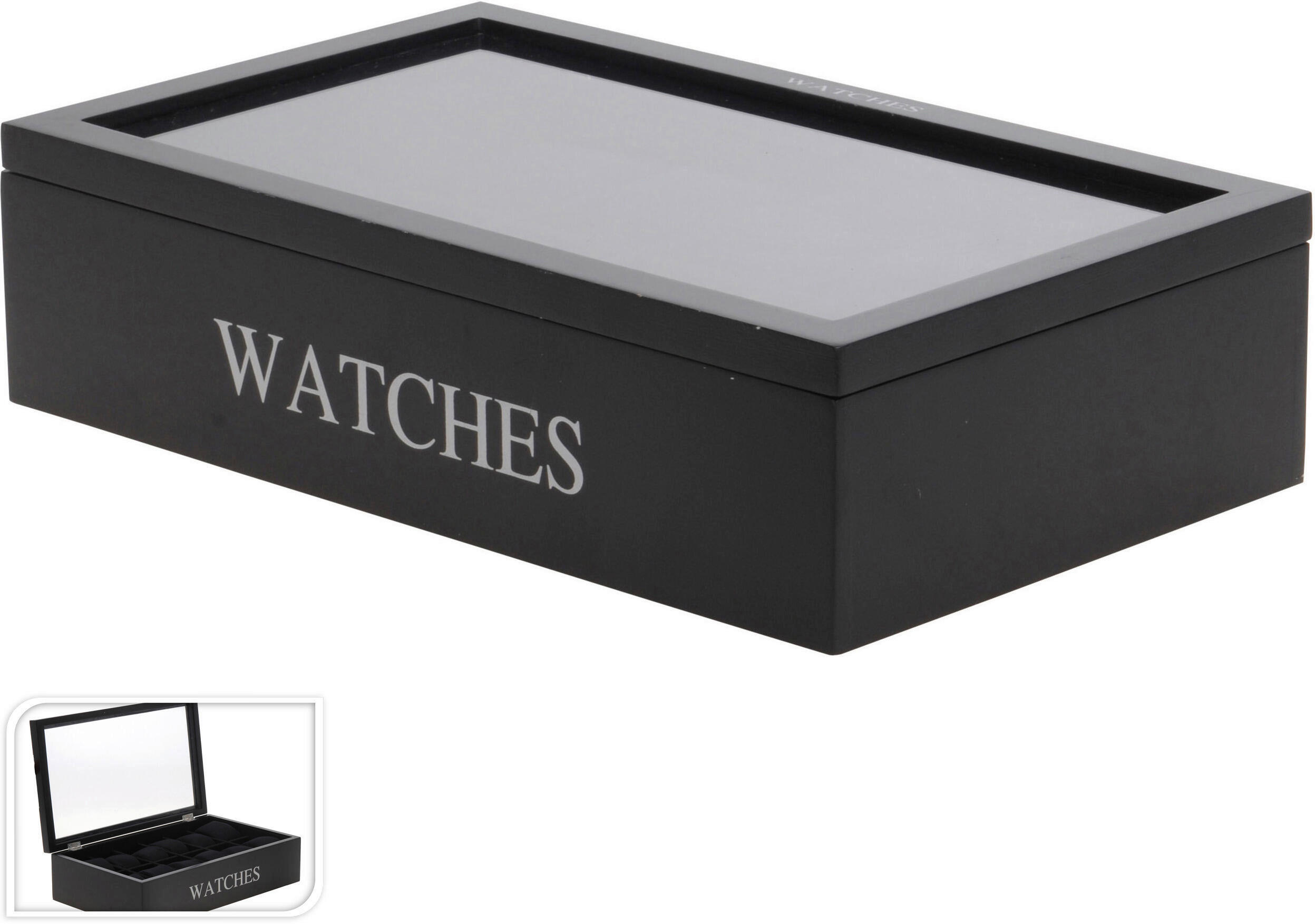 Uhrenbox schwarz Holz B/H/L: ca. 34,2x20,4x8,7 cm Uhrenbox - schwarz (8,70/34,20/20,40cm)