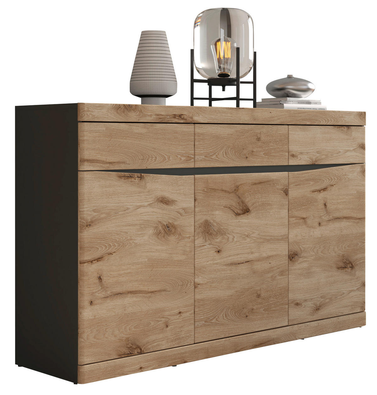 Sideboard Spring Eiche Viking Nachbildung anthrazit B/H/T: ca. 150x92x40 cm Spring - anthrazit (150,00/92,00/40,00cm)