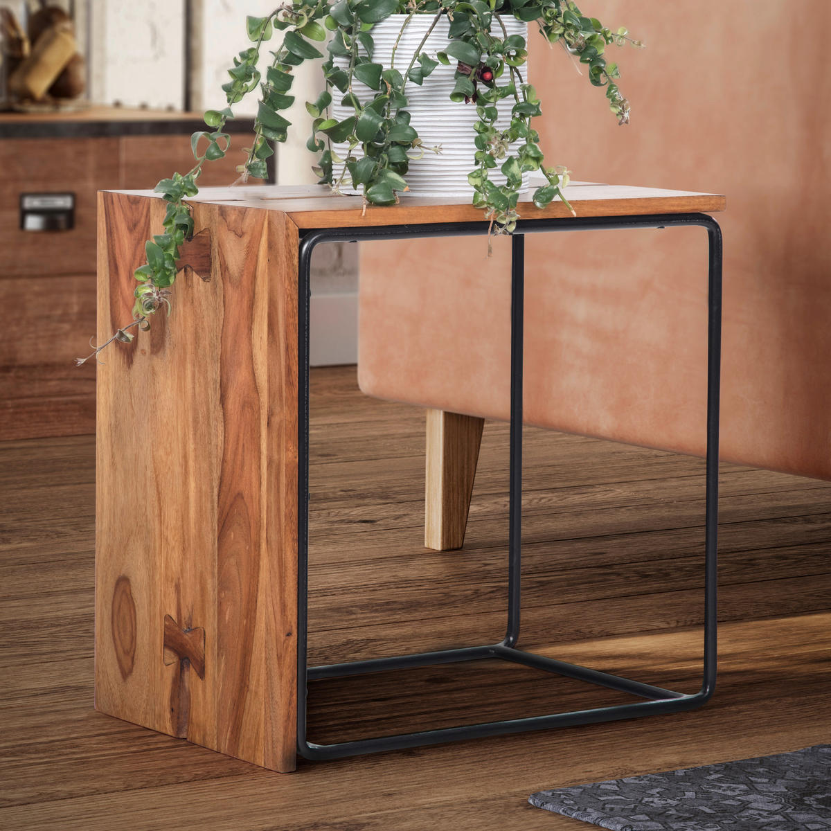 Beistelltisch schwarz B/H/T: ca. 45x45x30 cm Beistelltisch - schwarz (45,00/45,00/30,00cm) - Wohnling