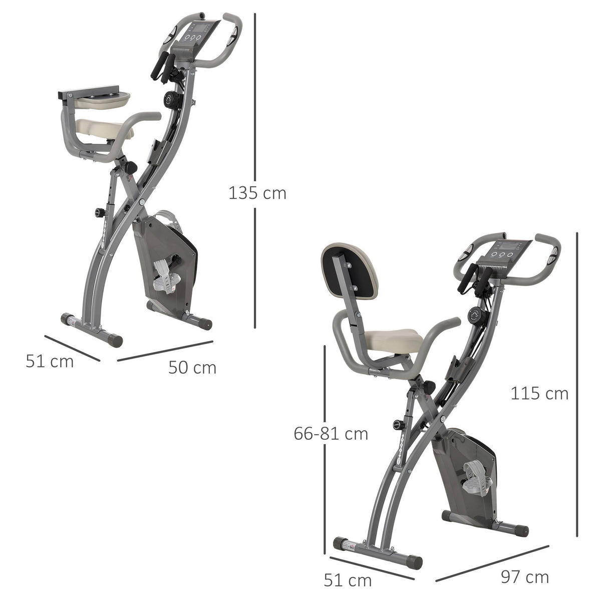 HOMCOM Fahrradtrainer grau Kunststoff B/H/L: ca. 51x115x97 cm Fahrradtrainer - grau (97,00/51,00/115,00cm) - HOMCOM