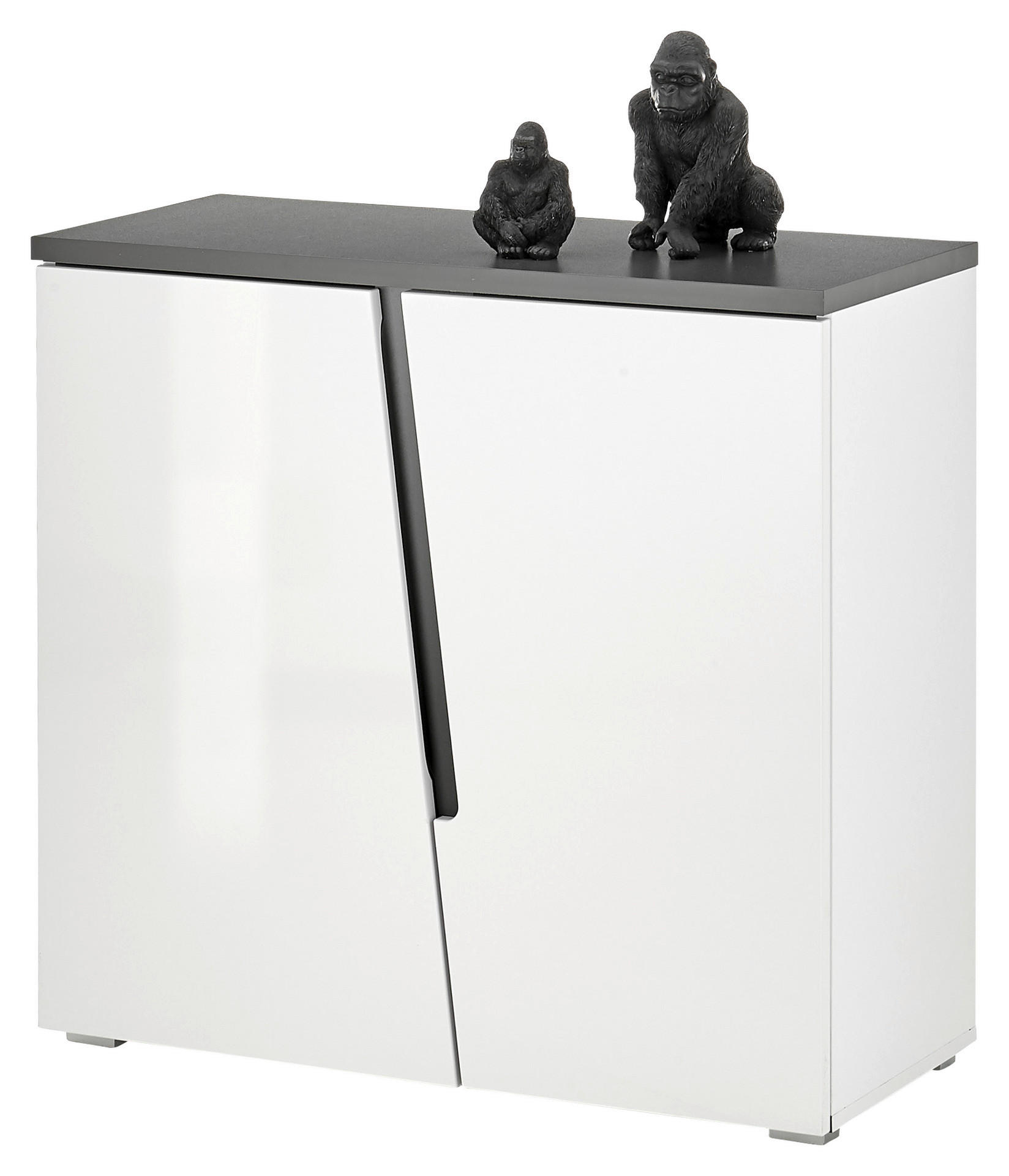 Kommode Boston weiß Hochglanz anthrazit B/H/T: ca. 88x83x38 cm Boston - weiß/anthrazit (88,00/83,00/38,00cm)