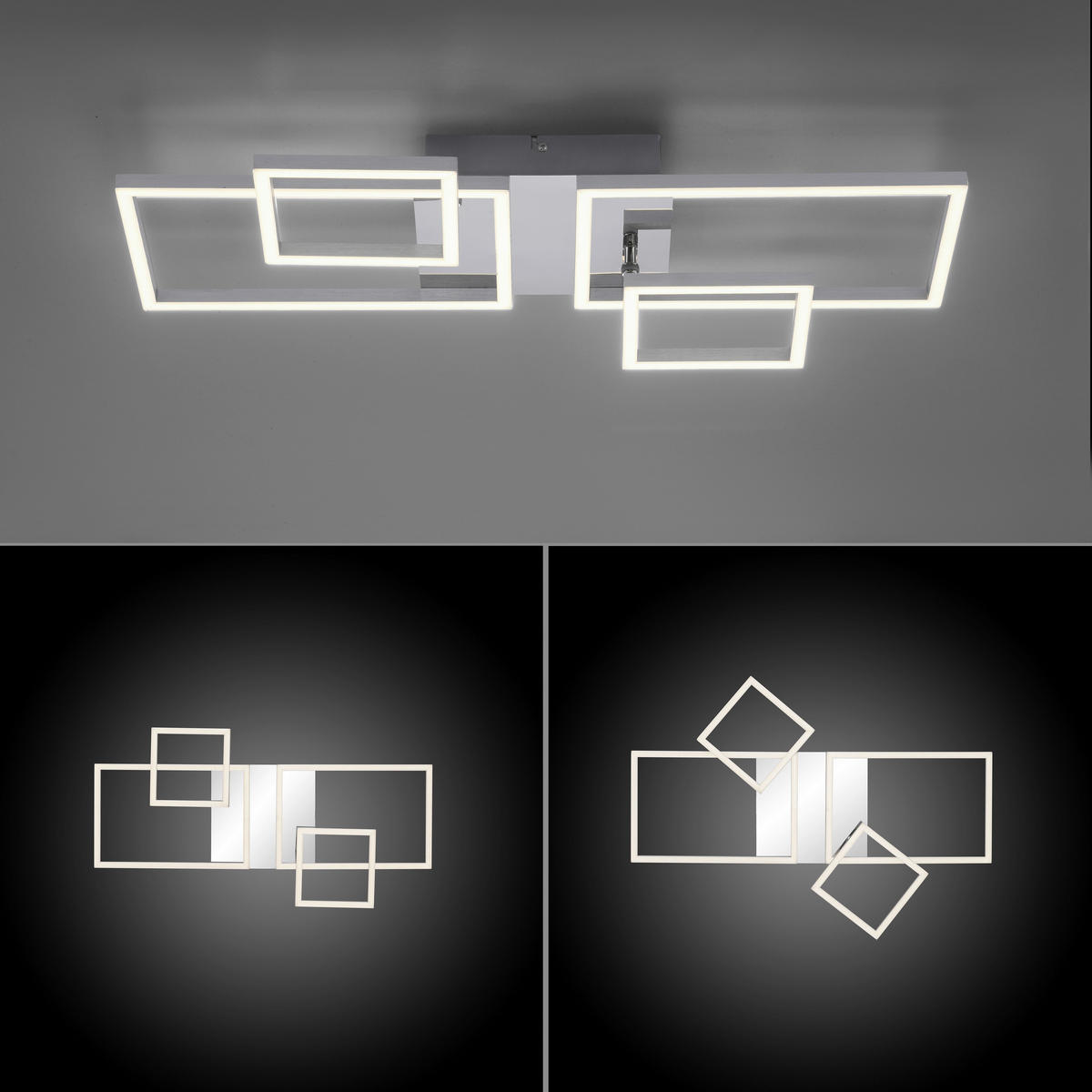 Just Light Deckenleuchte 14030-55  Iven stahlfarbig Kunststoff Eisen Aluminium B/H/L: ca. 34x7x65 cm Iven - stahlfarbig (65,00/34,00/7,00cm) - Just Light