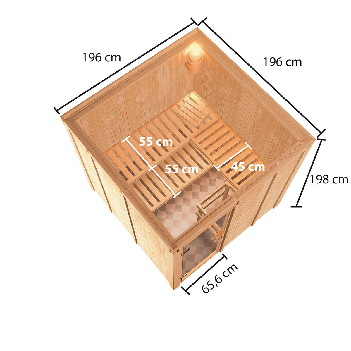 Karibu Sauna Ano Front natur B/H/T: ca. 196x198x196 cm Ano Front - natur (196,00/198,00/196,00cm) - Karibu