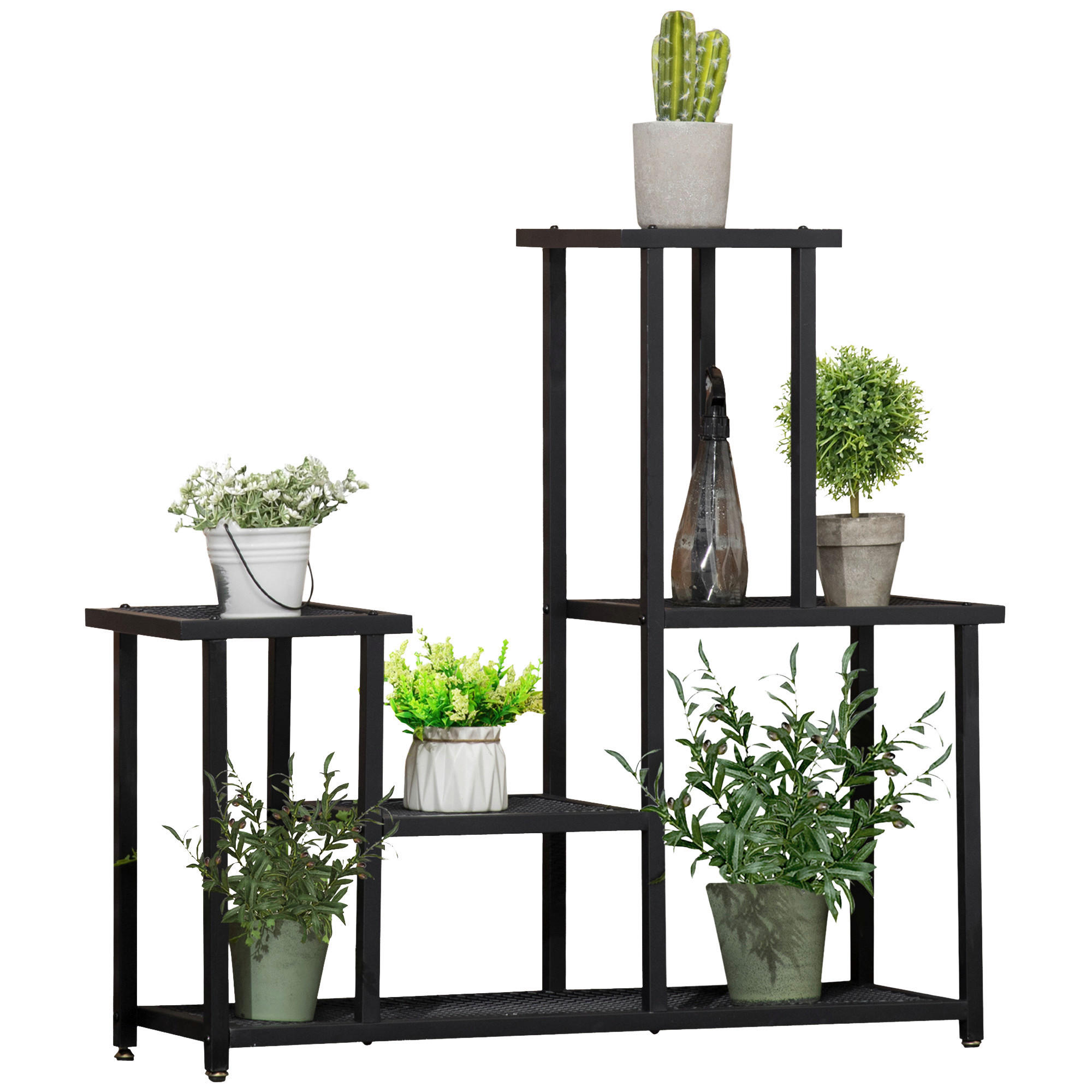 Outsunny Pflanzenständer Pflanzenständer - schwarz (91,00/25,00/83,00cm) - Outsunny